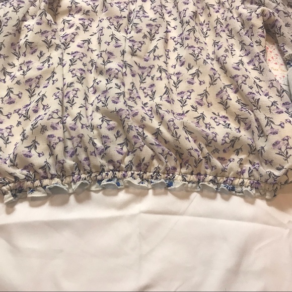 Free People Rose Valley Off the Shoulder Long Fluted Sleeve Floral Crop Top - Picture 4 of 7